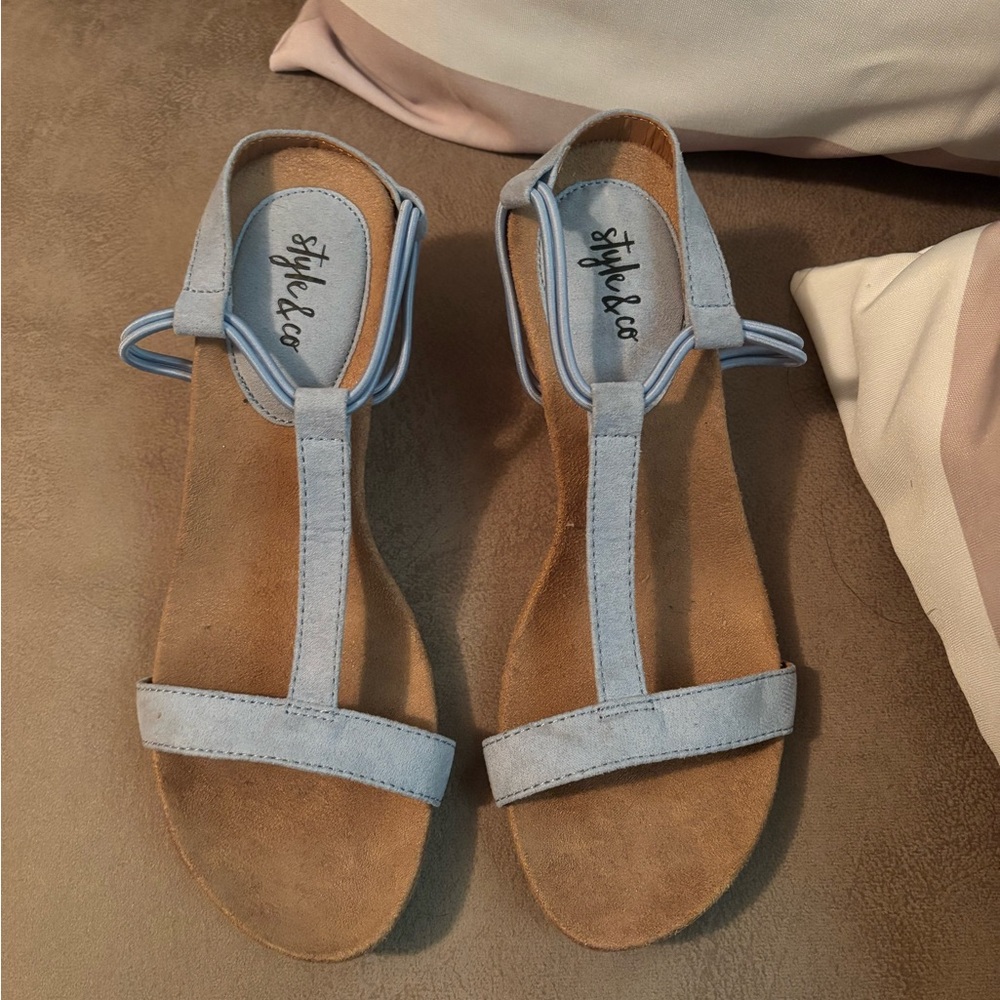 Style & Co. Blue Sandals Minimalist Comfort